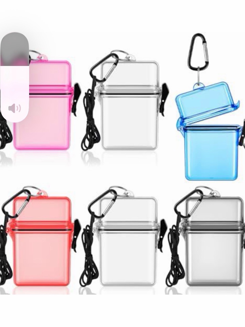 Portable Clear Protective Case with Carabiner - Multiple Colors